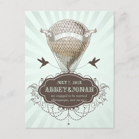 PixDezines/日救付/ヴィンテージホットエアバルーン 案内ポストカード (正面)