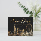 PixDezines/日救付/金ゴールド/ロンドンスカイライン 案内ポストカード (スタンド正面)