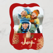 PixDezines 松ぼっくり/ゴールド//ホリデーカード シーズンカード (正面/裏面)