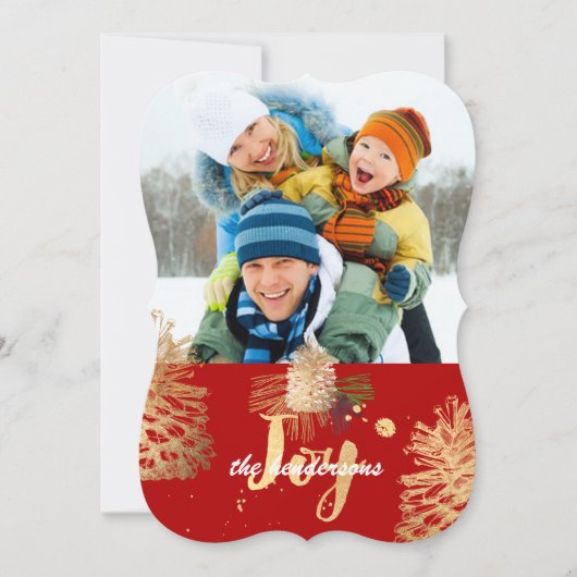 PixDezines 松ぼっくり/ゴールド//ホリデーカード シーズンカード (正面)