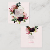 PixDezines 水彩の花、ラスティックブルーム スクエア名刺 (正面/裏面)