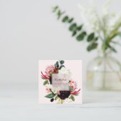 PixDezines 水彩の花、ラスティックブルーム スクエア名刺 (スタンド正面)