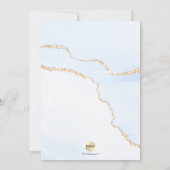 PixDezines 水彩アゲート ベビーブルー ゴールド 洗礼 招待状 (裏面)