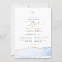 PixDezines 水彩アゲート ベビーブルー ゴールド 洗礼