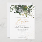 PixDezines 水彩グリーン 誕生会 招待状 (正面)