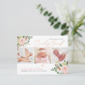 PixDezines 水彩コットン+ローズ, 女の子の誕生 ポストカード (スタンド正面)