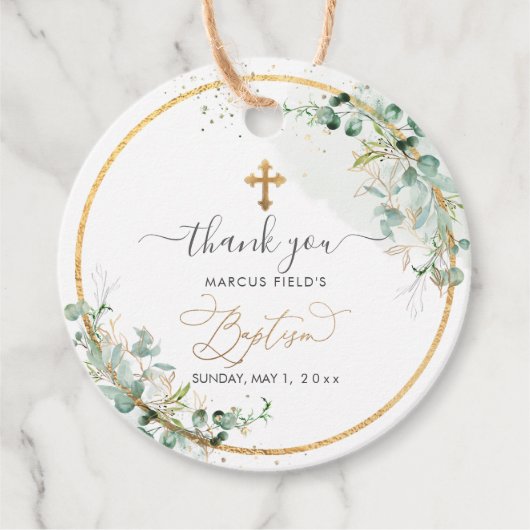 PixDezines 水彩ゴム ユーカリの花輪 洗礼 フェイバータグ (正面)