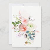 PixDezines 水彩ソフトピンクの芍薬 ベビーシャワー 招待状 (裏面)