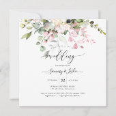 PixDezines 水彩ソフトピンクユーカリ 招待状 (正面)