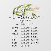 PixDezines 水彩ユーカリの店舗営業時間 ウィンドウサイン (シート)