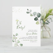 PixDezines 水彩ユーカリ ベイビーシャワー 招待状 (スタンド正面)