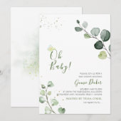 PixDezines 水彩ユーカリ ベイビーシャワー 招待状 (正面/裏面)