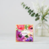 PixDezines 水彩ローズ/フラワール・ウォーターカラー スクエア名刺 (スタンド正面)