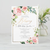 PixDezines 水彩優雅な桜の花と緑の祝福 招待状 (スタンド正面)