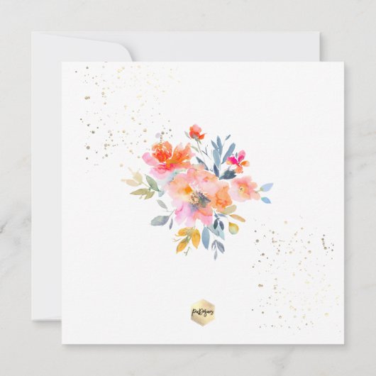 PixDezines 水彩夏日玫瑰洗礼 招待状 (裏面)