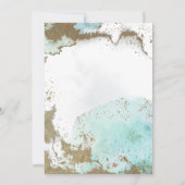 PixDezines 水彩抽象 海洋 ゴールド シーフォーム 招待状 (裏面)