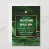 PixDezines 水彩瑪瑙暗綠色成人禮 招待状 (正面)