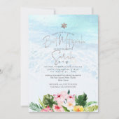 PixDezines 水彩画 海岸 ビーチ バット ミッツヴァ 招待状 (正面)