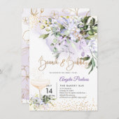 PixDezines 水彩紫色口香糖早午餐气泡 招待状 (正面/裏面)