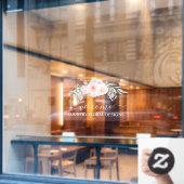 PixDezines 水彩花卉 ユーカリ 窓用デコレーション ウィンドウサイン (カフェ窓)