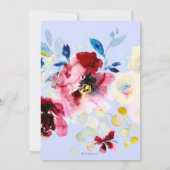 PixDezines 水彩花卉 - 栗色+蓝色 招待状 (裏面)