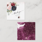 PixDezines 水彩花卉 淡粉色 波尔多酒红 海军蓝 ノートカード (正面/裏面)