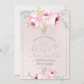 PixDezines 水彩花卉 牡丹 洗礼 招待状 (正面)