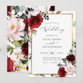 PixDezines 水彩花卉 Passionate Blooms 結婚式 招待状 (正面/裏面)