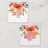 PixDezines 水彩花園玫瑰 スクエア名刺 (正面/裏面)