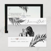 PixDezines 水彩黒のヤシの木, Save the Date ポストカード (正面/裏面)
