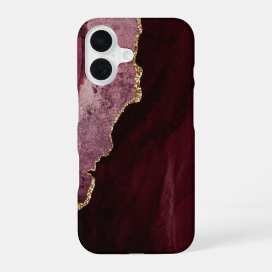 PixDezines 水彩 アゲート ブルゴーニュ iPhone 16ケース (裏面)