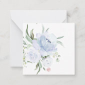 PixDezines 水彩 ダスティーブルーのバラ 感謝 ノートカード (裏面)