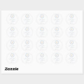 PixDezines 水彩 ダスティーブルーの花輪 招待状 ラウンドシール (シート)
