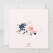 PixDezines 水彩 ダスティーローズ ネイビーブルー 結婚式 招待状 (裏面)