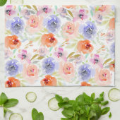 PixDezines 水彩 デリケートな春の花 キッチンタオル (折り畳み)