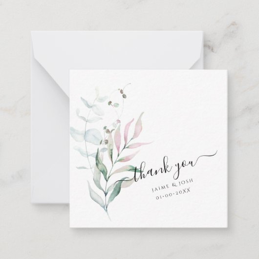 PixDezines 水彩 ピンクのガム ユーカリ ノートカード (正面)