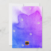 PixDezines 水彩 ブルー+ピンク バット・ミッツヴァ 招待状 (裏面)