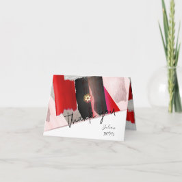 PixDezines 水彩 ミツバ祭り ありがとう、赤 黒 サンキューカード