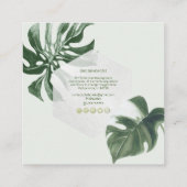 PixDezines 水彩 モンステラ 熱帯の葉 スクエア名刺 (裏面)