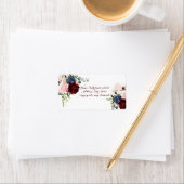 PixDezines 水彩 ワインレッド ブラッシュ ネイビー ローズ ラベル (インサイチュ)