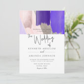 PixDezines 水彩 ヴィオレット パープル ローズ ゴールド 招待状 (スタンド正面)