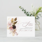 PixDezines 水彩 ヴィンテージ 秋 ローズ ダリア セーブザデート (スタンド正面)