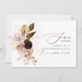 PixDezines 水彩 ヴィンテージ 秋 ローズ ダリア セーブザデート (正面)