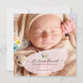 PixDezines 水彩 出生発表 女の子 招待状 (裏面)