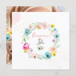 PixDezines 水彩 出生発表 女の子 招待状