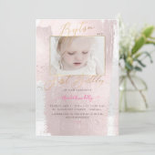 PixDezines 水彩 洗礼 1歳 誕生日 招待状 (スタンド正面)