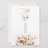 PixDezines 水彩 秋の庭の花 テーブル8 招待状 (裏面)