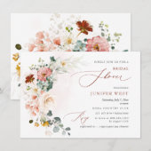 PixDezines 水彩 秋の庭の花 ブライダル セーブザデート (正面/裏面)