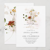 PixDezines 水彩 秋の庭の花 招待状 (正面/裏面)