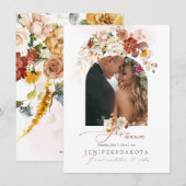 PixDezines 水彩 秋の庭園の花 セーブザデート (正面/裏面)